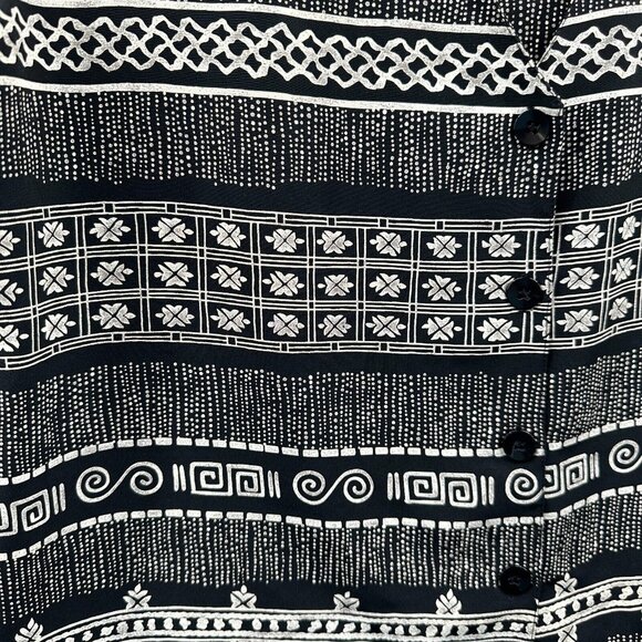 Alfred Dunner Womens Top 16 Petite Black Striped Short Sleeve Button Front Shirt - Picture 3 of 8